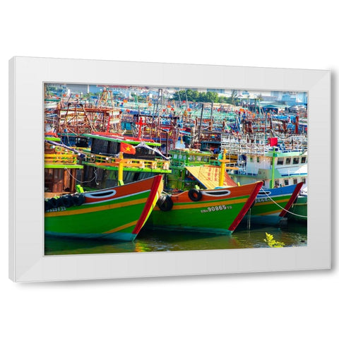 Vietnam-Danang fishing harbor White Modern Wood Framed Art Print by Norring, Tom