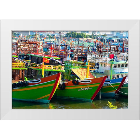Vietnam-Danang fishing harbor White Modern Wood Framed Art Print by Norring, Tom