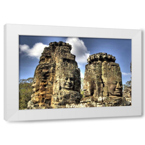 Cambodia, Angkor Wat Part of Bayon Temple White Modern Wood Framed Art Print by Shimlock, Jones