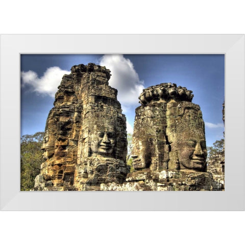 Cambodia, Angkor Wat Part of Bayon Temple White Modern Wood Framed Art Print by Shimlock, Jones
