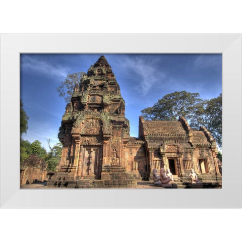 Banteay Srei, Angkor wat, Siem Reap, Cambodia White Modern Wood Framed Art Print by Shimlock, Jones