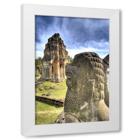 Cambodia, Angkor Wat View of Bakong Temple White Modern Wood Framed Art Print by Shimlock, Jones