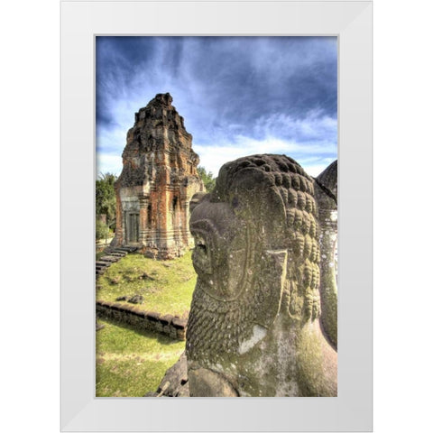 Cambodia, Angkor Wat View of Bakong Temple White Modern Wood Framed Art Print by Shimlock, Jones
