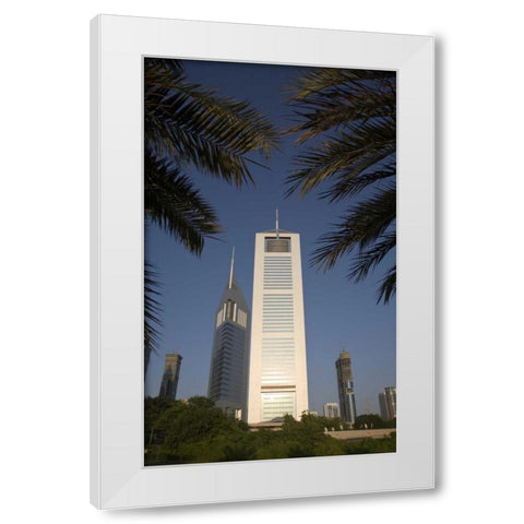 UAE, Dubai Jumeirah Emirates Towers in morning White Modern Wood Framed Art Print by Young, Bill