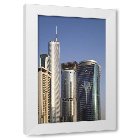 UAE, Dubai Jumeirah Lake Towers in the afternoon White Modern Wood Framed Art Print by Young, Bill