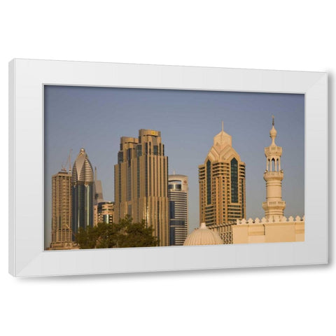 UAE, Dubai Minaret of mosque in Al Wasl White Modern Wood Framed Art Print by Young, Bill