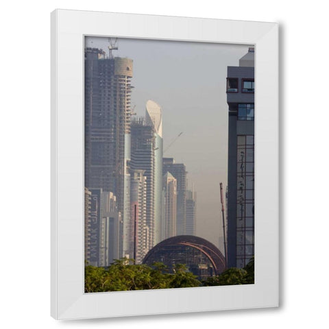 UAE, Dubai Metro station under construction White Modern Wood Framed Art Print by Young, Bill