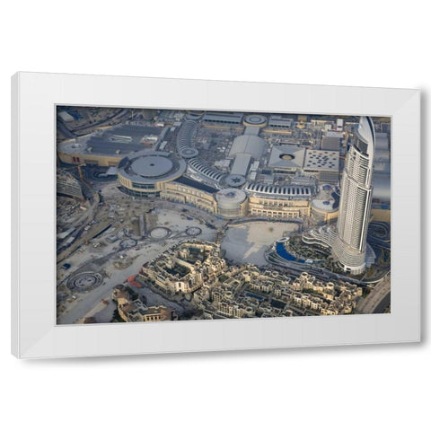 UAE, Dubai Aerial of downtown Dubai White Modern Wood Framed Art Print by Young, Bill