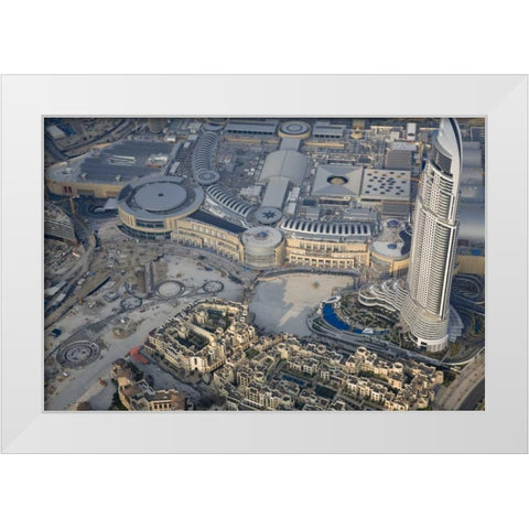 UAE, Dubai Aerial of downtown Dubai White Modern Wood Framed Art Print by Young, Bill
