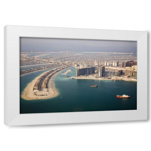 UAE, Dubai Aerial of Palm Jumeirah islands White Modern Wood Framed Art Print by Young, Bill