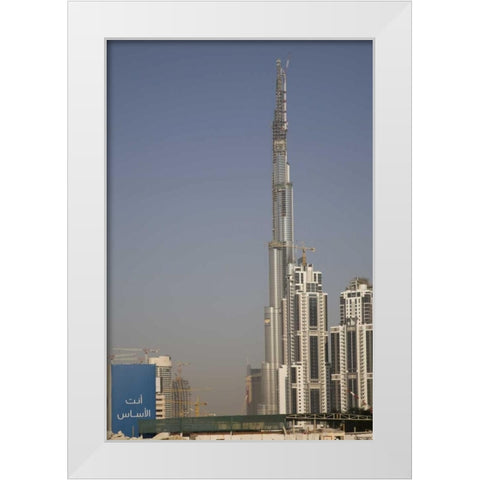 UAE, Dubai Modern architecture in a downtown White Modern Wood Framed Art Print by Young, Bill