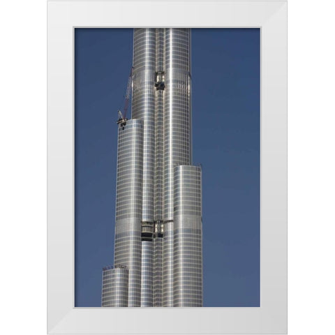 UAE, Dubai Tall skyscraper under construction White Modern Wood Framed Art Print by Young, Bill