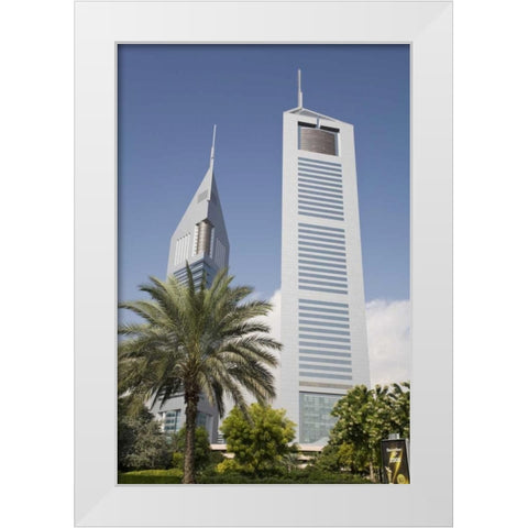 UAE, Dubai View of Jumeirah Emirates Towers White Modern Wood Framed Art Print by Young, Bill