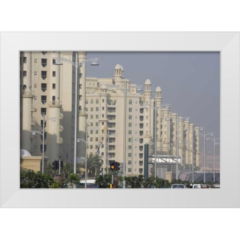 UAE, Dubai Apartment buildings next to main road White Modern Wood Framed Art Print by Young, Bill