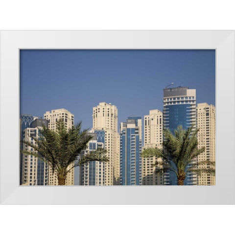 UAE, Dubai Towers of Jumeirah Beach Residence White Modern Wood Framed Art Print by Young, Bill