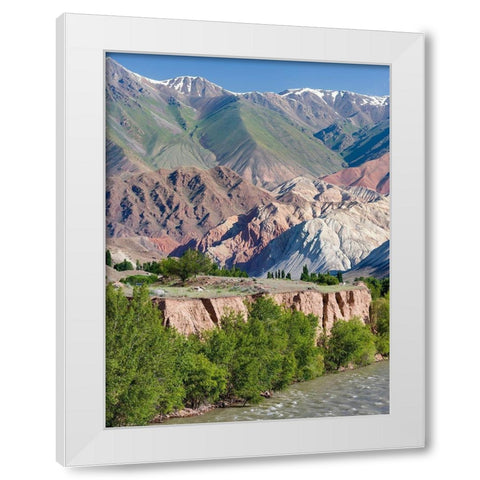 Valley of river Suusamyr in the Tien Shan Mountains west of Ming-Kush-Kyrgyzstan White Modern Wood Framed Art Print by Zwick, Martin