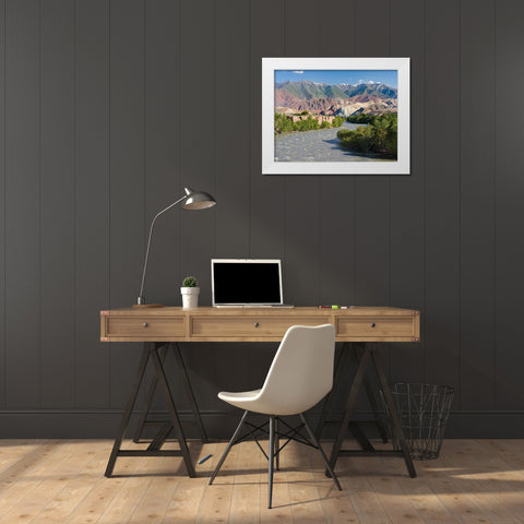 Valley of river Suusamyr in the Tien Shan Mountains west of Ming-Kush-Kyrgyzstan White Modern Wood Framed Art Print by Zwick, Martin