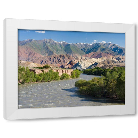 Valley of river Suusamyr in the Tien Shan Mountains west of Ming-Kush-Kyrgyzstan White Modern Wood Framed Art Print by Zwick, Martin