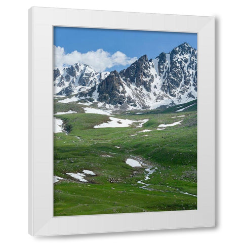 Landscape at the Otmok mountain pass in the Tien Shan or heavenly mountains-Kyrgyzstan White Modern Wood Framed Art Print by Zwick, Martin
