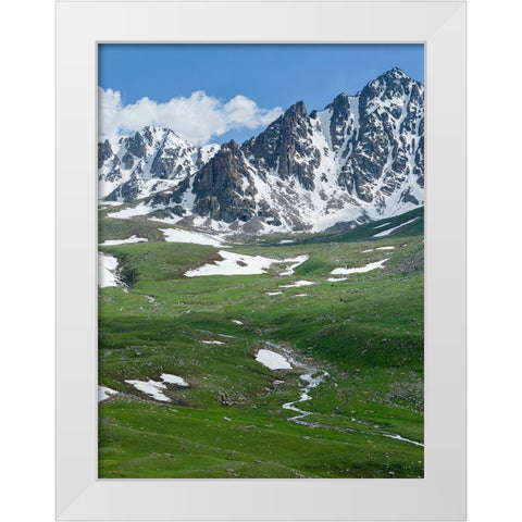 Landscape at the Otmok mountain pass in the Tien Shan or heavenly mountains-Kyrgyzstan White Modern Wood Framed Art Print by Zwick, Martin