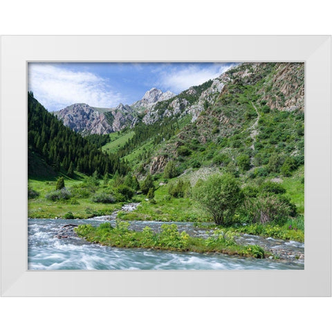 Landscape in the National Park Besch Tasch in the Talas Alatoo mountain range White Modern Wood Framed Art Print by Zwick, Martin