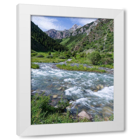 Landscape in the National Park Besch Tasch in the Talas Alatoo mountain range White Modern Wood Framed Art Print by Zwick, Martin