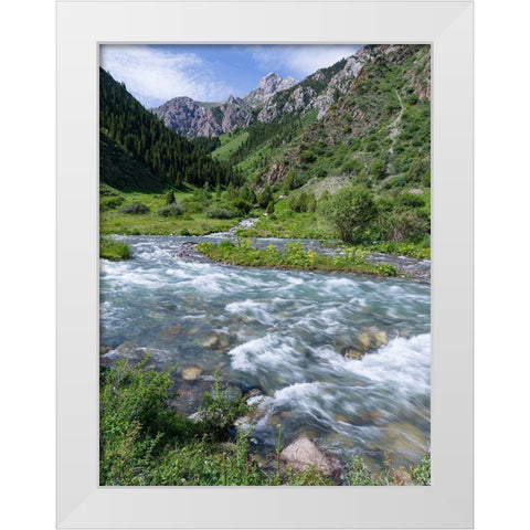 Landscape in the National Park Besch Tasch in the Talas Alatoo mountain range White Modern Wood Framed Art Print by Zwick, Martin
