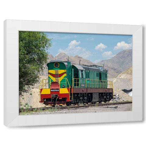 Railway for transporting coal Town Tasch Kumyr White Modern Wood Framed Art Print by Zwick, Martin