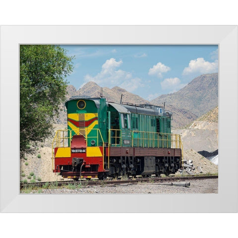 Railway for transporting coal Town Tasch Kumyr White Modern Wood Framed Art Print by Zwick, Martin