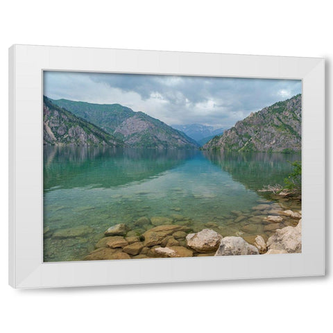 Lake Sary-Chelek in the nature reserve Sary-Chelek White Modern Wood Framed Art Print by Zwick, Martin