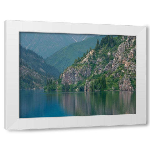 Lake Sary-Chelek in the nature reserve Sary-Chelek White Modern Wood Framed Art Print by Zwick, Martin
