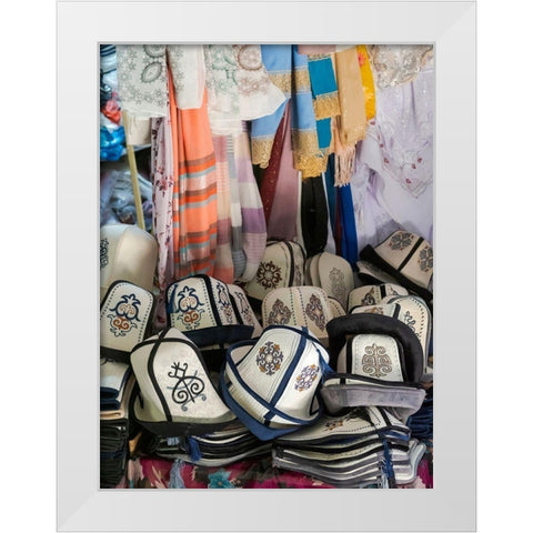 Kalpak (Al-Kalpak)-the traditional felt hat of Kyrgyzstan Jayma Bazaar-one of the greatest tradition White Modern Wood Framed Art Print by Zwick, Martin