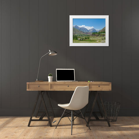 Landscape along the Pamir Highway The mountain range Tian Shan or Heavenly Mountains White Modern Wood Framed Art Print by Zwick, Martin