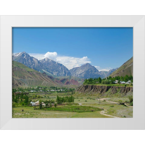 Landscape along the Pamir Highway The mountain range Tian Shan or Heavenly Mountains White Modern Wood Framed Art Print by Zwick, Martin