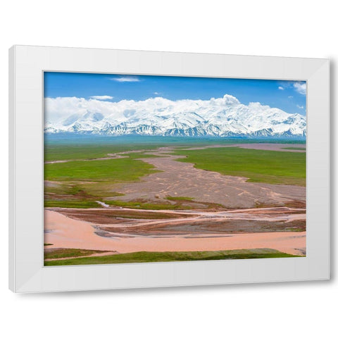 Alay Valley and the Trans-Alay Range in the Pamir Mountains  White Modern Wood Framed Art Print by Zwick, Martin