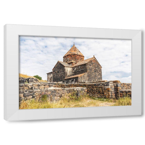 Armenia-Sevan The church of Surp Arakelots at the Sevanavank Monastery complex on Lake Sevan White Modern Wood Framed Art Print by Wilson, Emily