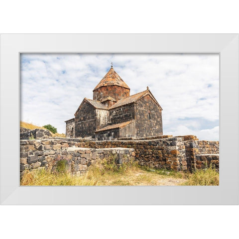 Armenia-Sevan The church of Surp Arakelots at the Sevanavank Monastery complex on Lake Sevan White Modern Wood Framed Art Print by Wilson, Emily