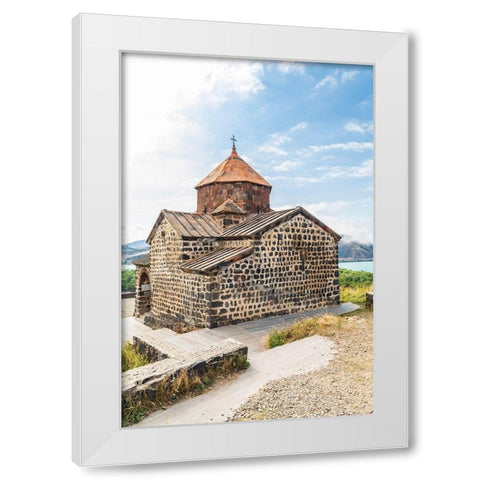 Armenia-Sevan The church of Surp Astvatsatsin at the Sevanavank Monastery complex on Lake Sevan White Modern Wood Framed Art Print by Wilson, Emily