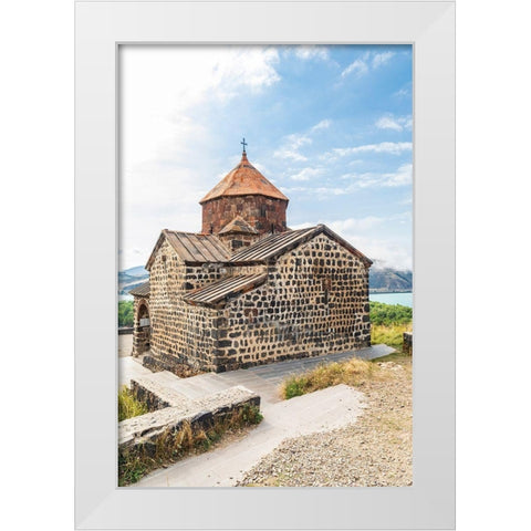 Armenia-Sevan The church of Surp Astvatsatsin at the Sevanavank Monastery complex on Lake Sevan White Modern Wood Framed Art Print by Wilson, Emily