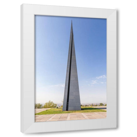 Yerevan-Armenia The Memorial Column at the Tsitsernakaberd Armenian Genocide Memorial Complex White Modern Wood Framed Art Print by Wilson, Emily