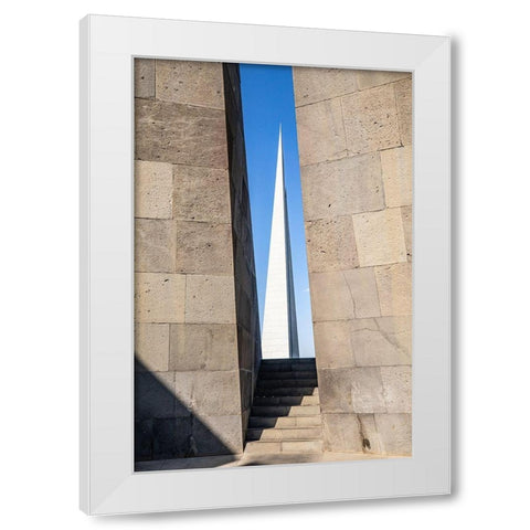 Yerevan-Armenia The Memorial Column at the Tsitsernakaberd Armenian Genocide Memorial Complex White Modern Wood Framed Art Print by Wilson, Emily