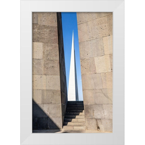 Yerevan-Armenia The Memorial Column at the Tsitsernakaberd Armenian Genocide Memorial Complex White Modern Wood Framed Art Print by Wilson, Emily