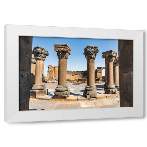 Armenia Armavir Province Vagharshapat Zvartnots Ruins of the Zvartnots Cathedral White Modern Wood Framed Art Print by Wilson, Emily