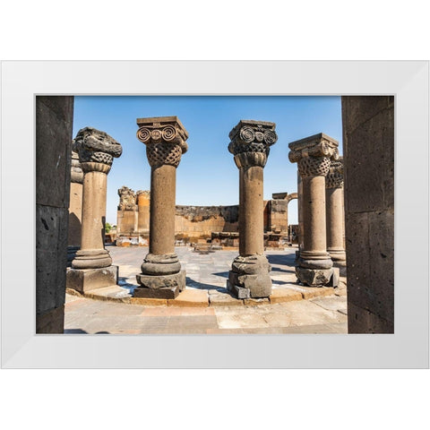 Armenia Armavir Province Vagharshapat Zvartnots Ruins of the Zvartnots Cathedral White Modern Wood Framed Art Print by Wilson, Emily