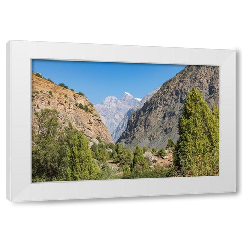 Sarytag-Sughd Province-Tajikistan Canyon and high mountains in Tajikistan White Modern Wood Framed Art Print by Wilson, Emily M.