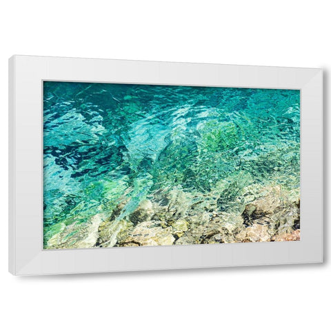 Haft Kul-Sughd Province-Tajikistan Abstract patterns in water of Nezhegon-Haft Kul-the Seven Lakes White Modern Wood Framed Art Print by Wilson, Emily M.