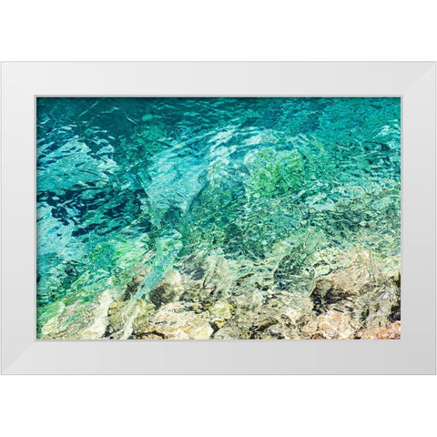 Haft Kul-Sughd Province-Tajikistan Abstract patterns in water of Nezhegon-Haft Kul-the Seven Lakes White Modern Wood Framed Art Print by Wilson, Emily M.
