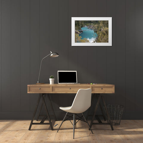 New Zealand, South Is Bridge over Hokitika River White Modern Wood Framed Art Print by Grall, Don