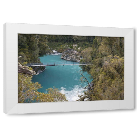 New Zealand, South Is Bridge over Hokitika River White Modern Wood Framed Art Print by Grall, Don