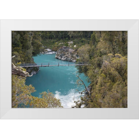 New Zealand, South Is Bridge over Hokitika River White Modern Wood Framed Art Print by Grall, Don